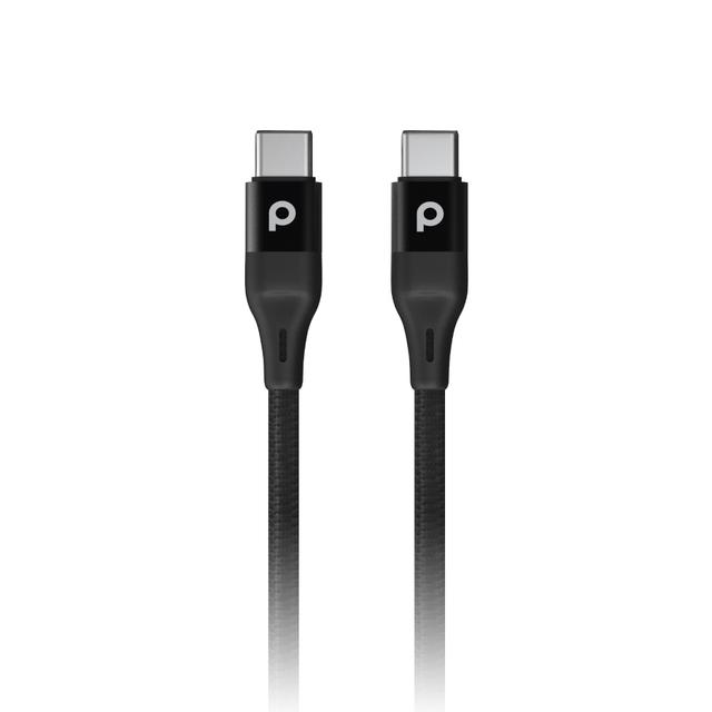 Porodo Aluminum Braided USB-C to USB-C Cable 2.2M 60W - Black - SW1hZ2U6MzU3NDAw