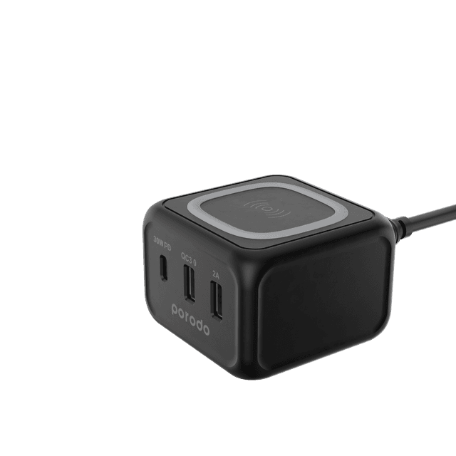 Porodo 3-Ports Fast Wireless Charger 15W PD 30W UK - Black