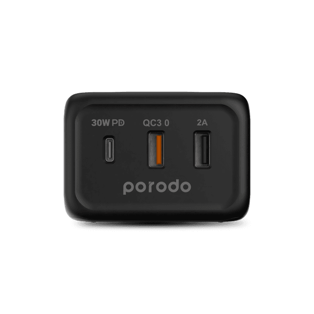 Porodo 3-Ports Fast Wireless Charger 15W PD 30W UK - Black