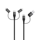 وصلة شحن المينيوم متعددة المنافذ ( Lightning / Micro USB / Type-C / USB-A ) أسود | Porodo All in One Aluminum Braided