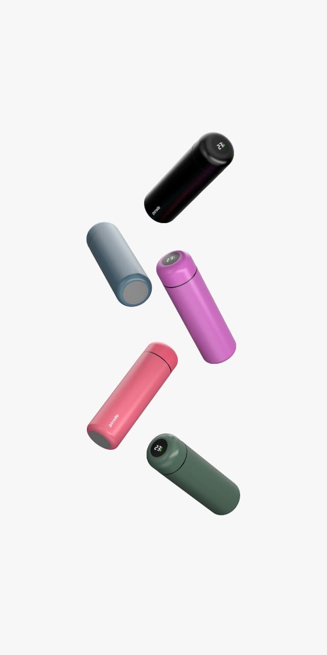 مطارة ماء ذكية حافظة للبرودة والسخونة بسعة 500 مللي أسود | Porodo Smart Water Bottle with Temperature Indicator
