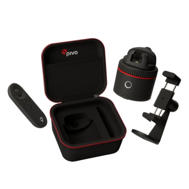 Pivo Red Pod Starter Pack | Auto Tracking Smartphone Interactive Content Creation Pod with Smart Mount + Travel Case | 360° Hands-Free Photos or Videos | Easy Special Effects for iPhone or Android - 287985