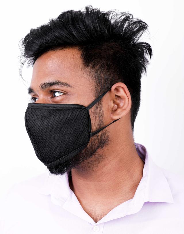 PARA JOHN Black Mask with Certified 6 Layer Filter - Reusable Cotton Face Mask - Unisex Design (Pack of 1) - SW1hZ2U6NDI4MjQw