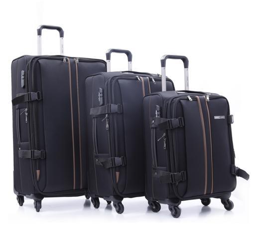 PARA JOHN 3 Pcs Trolley Luggage Set, Black - SW1hZ2U6NDM2NjQw