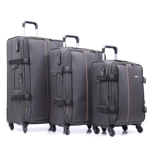 طقم حقائب سفر 3 حقائب مادة البوليستر بعجلات دوارة (20 ، 24 ، 28) بوصة رمادي PARA JOHN - PJTR3040 3 Pcs Trolley Luggage Set, Grey - SW1hZ2U6MzY1MzMy