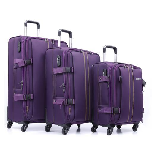 طقم حقائب سفر 3 حقائب مادة البوليستر بعجلات دوارة (20 ، 24 ، 28) بوصة بنفسجي PARA JOHN - 3 Pcs Trolley Luggage Set, Purple - SW1hZ2U6NDM2NjU5