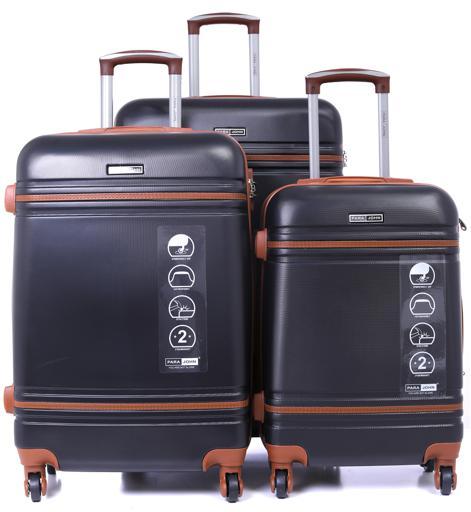 طقم حقائب سفر 3 حقائب مادة ABS بعجلات دوارة (20 ، 24 ، 28) بوصة أسود PARA JOHN - Abs Hard Trolley Luggage Set, Black