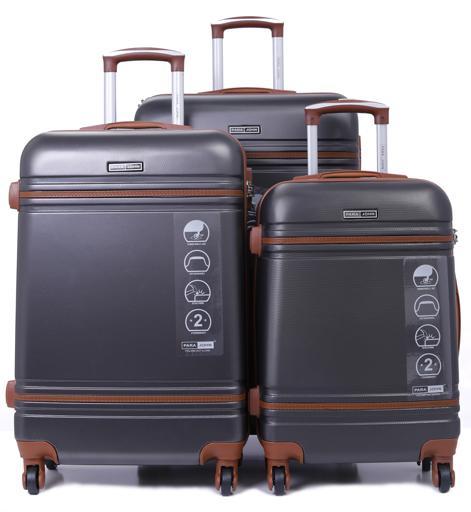 طقم حقائب سفر 3 حقائب مادة ABS بعجلات دوارة (20 ، 24 ، 28) بوصة رمادي PARA JOHN - Abs Hard Trolley Luggage Set, Darkgrey