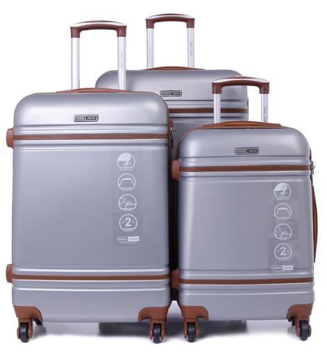طقم حقائب سفر 3 حقائب مادة ABS بعجلات دوارة (20 ، 24 ، 28) بوصة رمادي PARA JOHN - Abs Hard Trolley Luggage Set, Grey