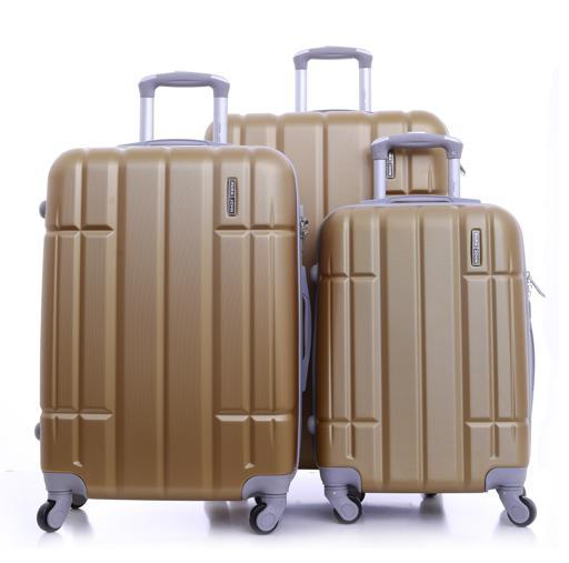 طقم حقائب سفر 3 حقائب مادة ABS بعجلات دوارة (20 ، 24 ، 28) بوصة ذهبي PARA JOHN - Abs Hard Trolley Luggage Set, Gold - SW1hZ2U6MzY1MTA1