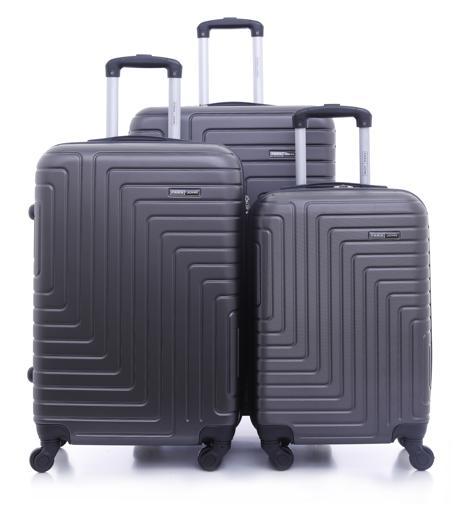 طقم حقائب سفر 3 حقائب مادة ABS بعجلات دوارة (20 ، 24 ، 28) بوصة رمادي غامق PARA JOHN - Abs Hard Trolley Luggage Set, Dark Grey - SW1hZ2U6MzY1NjE0