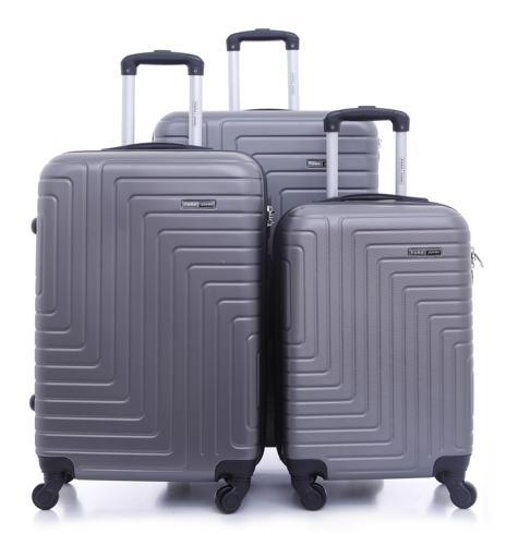 طقم حقائب سفر 3 حقائب مادة ABS بعجلات دوارة (20 ، 24 ، 28) بوصة رمادي فاتح PARA JOHN - Abs Hard Trolley Luggage Set, Light Grey - SW1hZ2U6MzY1NjQ0