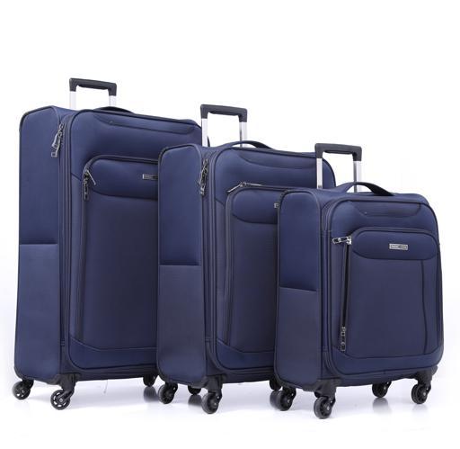 طقم حقائب سفر 3 حقائب مادة البوليستر بعجلات دوارة (20 ، 24 ، 28) بوصة كحلي PARA JOHN - Polyester Soft Trolley Luggage Set, Navy