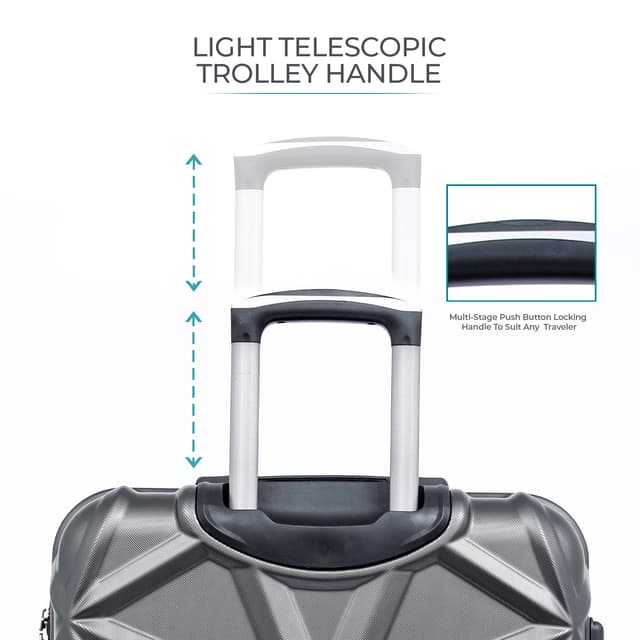 PARA JOHN Matrix 3 Pcs Trolley Luggage Set, Dark Grey