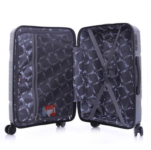 طقم حقائب سفر 3 حقائب مادة PP بعجلات دوارة (20 ، 24 ، 28) بوصة رمادي PARA JOHN - Novo 3 Pcs Trolley Luggage Set, Grey - SW1hZ2U6MzY1NTcx
