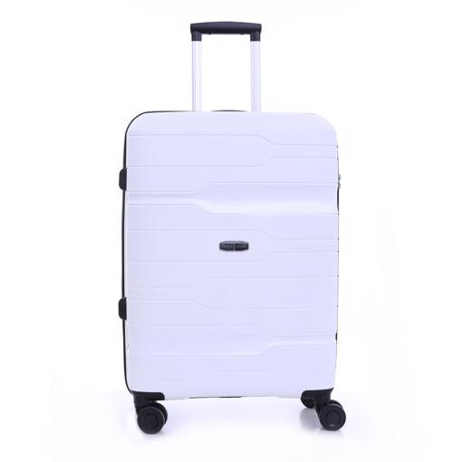 طقم حقائب سفر 3 حقائب مادة PP بعجلات دوارة (20 ، 24 ، 28) بوصة أبيض PARA JOHN - Novo 3 Pcs Trolley Luggage Set, White - SW1hZ2U6MzY1NTQx