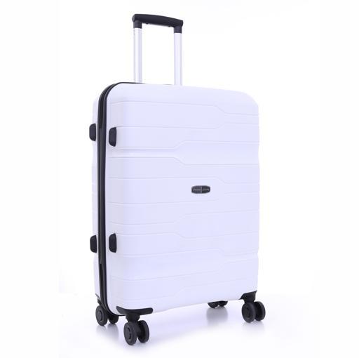 طقم حقائب سفر 3 حقائب مادة PP بعجلات دوارة (20 ، 24 ، 28) بوصة أبيض PARA JOHN - Novo 3 Pcs Trolley Luggage Set, White - SW1hZ2U6MzY1NTQz