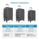 PARA JOHN Sphinx 3 Pcs Trolley Luggage Set, Dark Grey - SW1hZ2U6MzY1MTAy