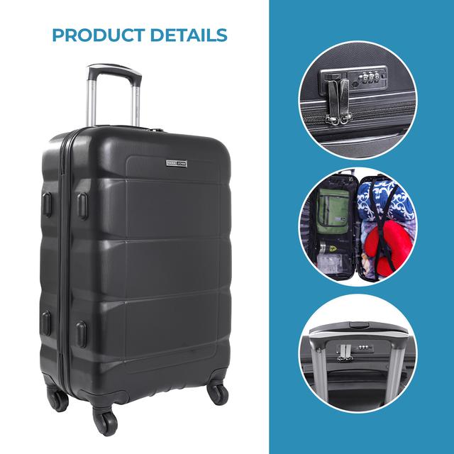 طقم حقائب سفر 3 حقائب مادة ABS بعجلات دوارة (20 ، 24 ، 28) بوصة رمادي غامق PARA JOHN - Sphinx 3 Pcs Trolley Luggage Set, Dark Grey - SW1hZ2U6MzY1MDk0