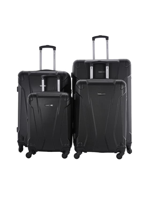 PARA JOHN 4 Pcs Zin Trolley Luggage Set, Black
