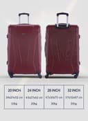 PARA JOHN 4 Pcs Zin Trolley Luggage Set, Dark Red