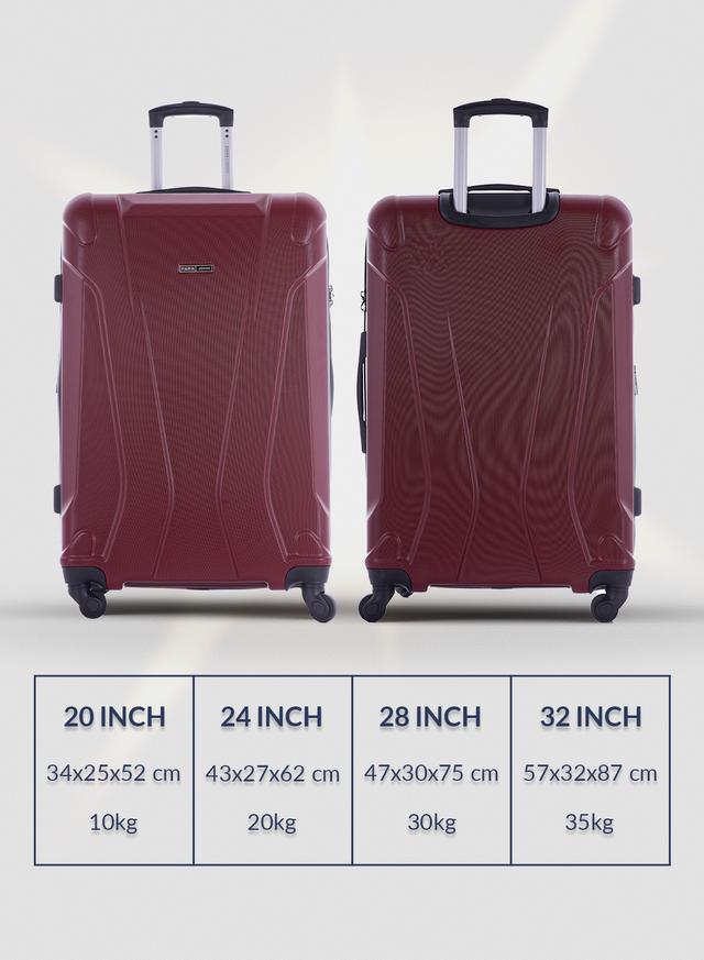 PARA JOHN 4 Pcs Zin Trolley Luggage Set, Dark Red
