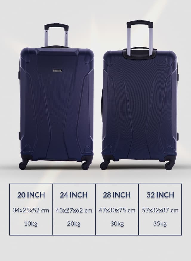 طقم حقائب سفر 4 حقائب مادة ABS بعجلات دوارة (20 ، 24 ، 28 ،32) بوصة أزرق PARA JOHN - 4 Pcs Zin Trolley Luggage Set, Blue - 161895