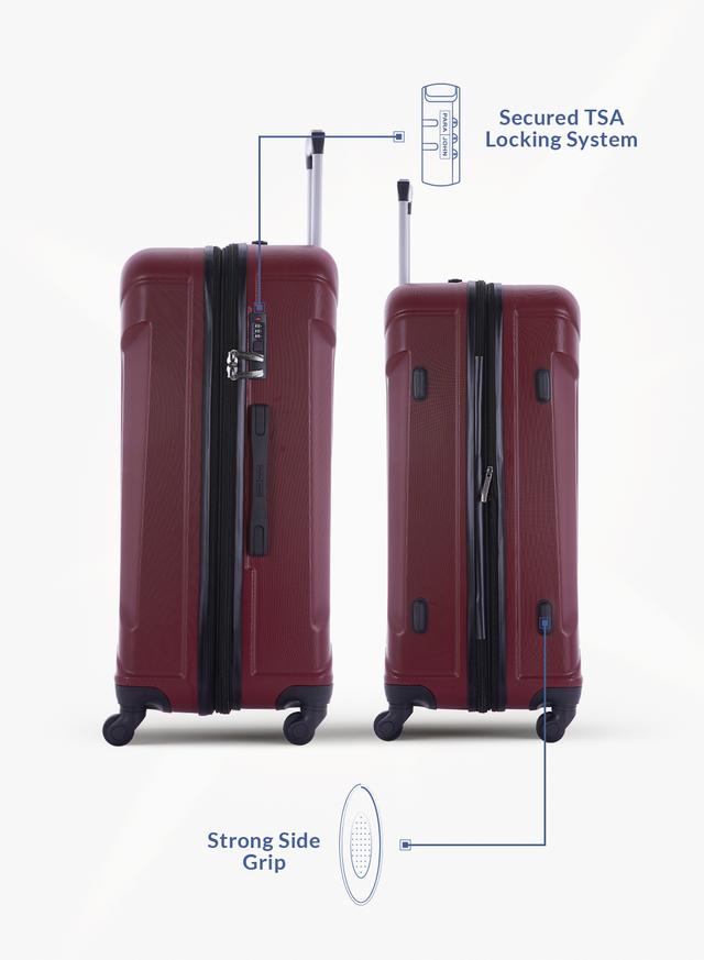 PARA JOHN 4 Pcs Zin Trolley Luggage Set, Dark Red