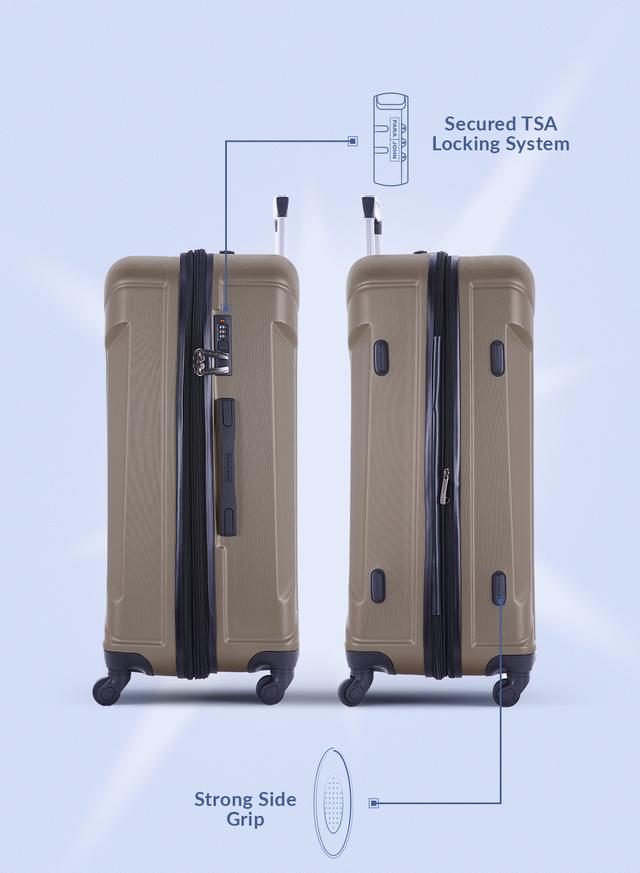 طقم حقائب سفر 4 حقائب مادة ABS بعجلات دوارة (20 ، 24 ، 28 ،32) بوصة ذهبي PARA JOHN - 4 Pcs Zin Trolley Luggage Set, Golden - SW1hZ2U6MTQwODEwMQ==