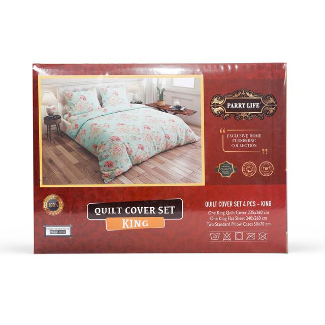 PARRY LIFE Quilt Cover Set - Duvet Cover Set, 4 Pc - Flat Sheet, Quilt Cover, & 2 Standard Pillow cases Set for Bedroom - Quilt Bed Set, Super Soft Polycotton, Throws for Sofa Fluffy Blanket - SW1hZ2U6NDE4Nzc4