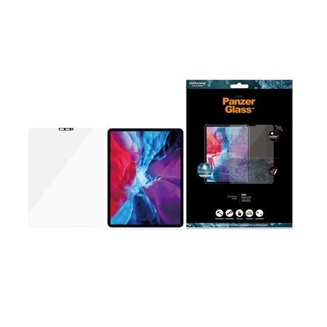 PanzerGlass iPad Pro 12.9 2021/2020/2018 Screen Protector with Cam Slider | Edge-to-Edge Tempered Glass w/ AntiMicrobial Case Friendly & Easy Install - Clear w/ Black Frame - SW1hZ2U6MzYyNzUy