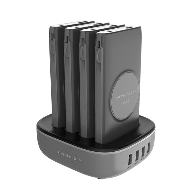 محطة الطاقة 4 في 1 مع مداخل Lightning & Type-C بقدرة 20 وات | Powerology 4 in 1 Wireless Power Bank Station