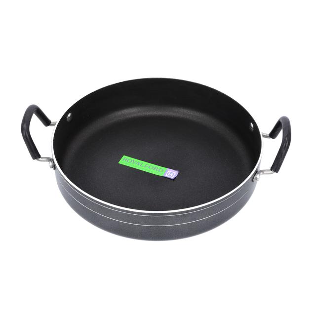 Royalford RF10007 32CM Nonstick Shallow Pot Glass Lid 1X8 – Dupont Non-stick Interior| Spiral Bottom for Even Heat Distribution| Ideal for frying, sautéing, braising - SW1hZ2U6Mzc1NDY5