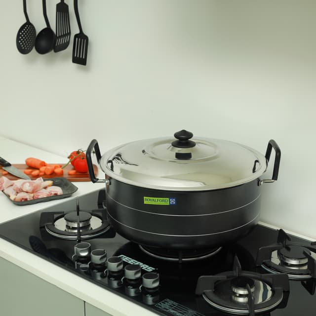 طنجرة ( قدر طبخ ) 36 سم  - اسود Royalford -  NS Biriyani Pot with SS Lid 1x6