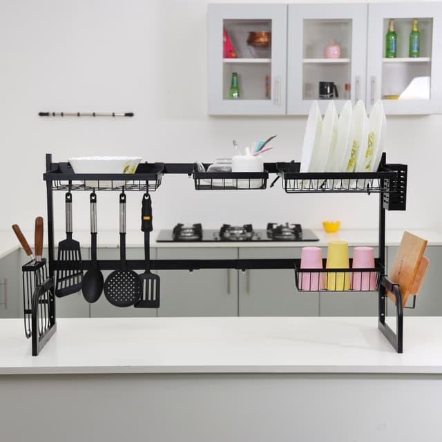 شبك صحون (مجفف صحون) - أسود Royalford 8in1 Over Sink Draining Rack