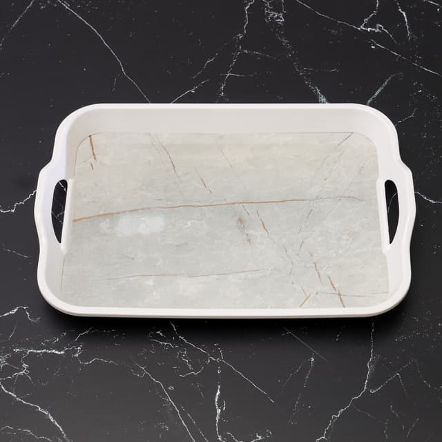 Royalford Griff Medium Tray,Rectangular Serving Tray,1x24cm,RF10063 - Bar Tray,Drinks Tray - Ideal for Food & Drinks Service,Non-Slip Padded Base and Easy Grip Handles Ideal for All Homes,Restaurant - 179527