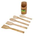 Royalford Organic Bamboo Kitchen Tools, Nonstick Utensil Set, RF10239 | Spatula, Turner, Slotted Turner, Serving Spoon, Rice Spoon And Holder | Non-Scratch Cookware Tools - SW1hZ2U6NDI4MzI4