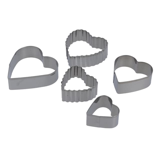مجموعة قطاعات كوكيز شكل قلب 5 قطع فضي Royalford - 5 Pcs Cookie Cutter , Stainless Steel
