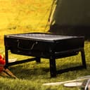 Royalford Barbeque Stand with Grill Durable Iron Construction, RF10358 - Foldable Barbecue Charcoal Grill, BBQ Charcoal Grills Folding Tabletop Kabab Smoker Grill for Outdoor Camping - 187432