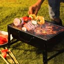 Royalford Barbeque Stand with Grill Durable Iron Construction, RF10358 - Foldable Barbecue Charcoal Grill, BBQ Charcoal Grills Folding Tabletop Kabab Smoker Grill for Outdoor Camping - 187434