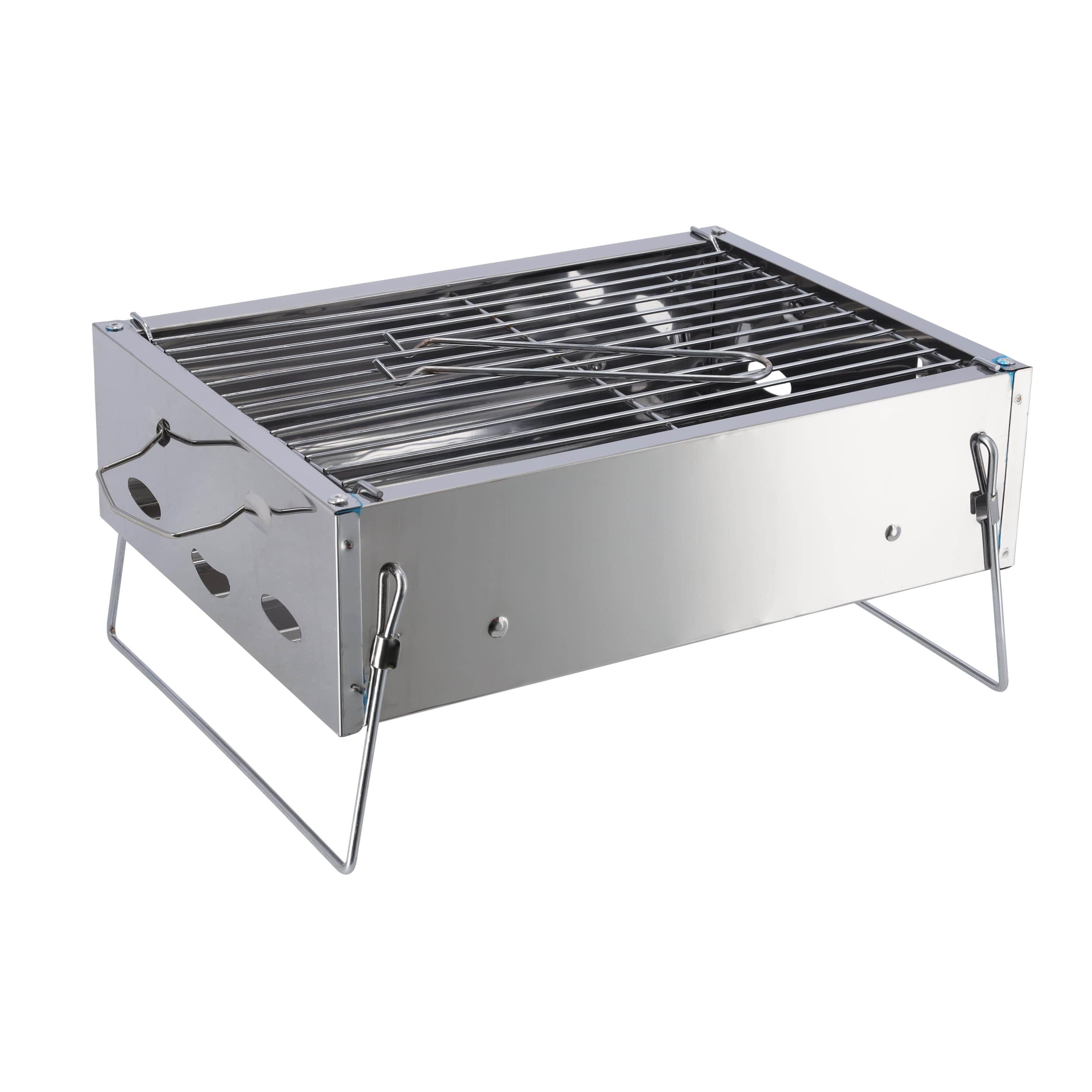 Royalford Barbecue Stand with Grill, RF10361 - Durable Stainless-Steel Construction, Portable Folding Charcoal BBQ Grill for Outdoor Picnic Garden Terrace Camping Trip