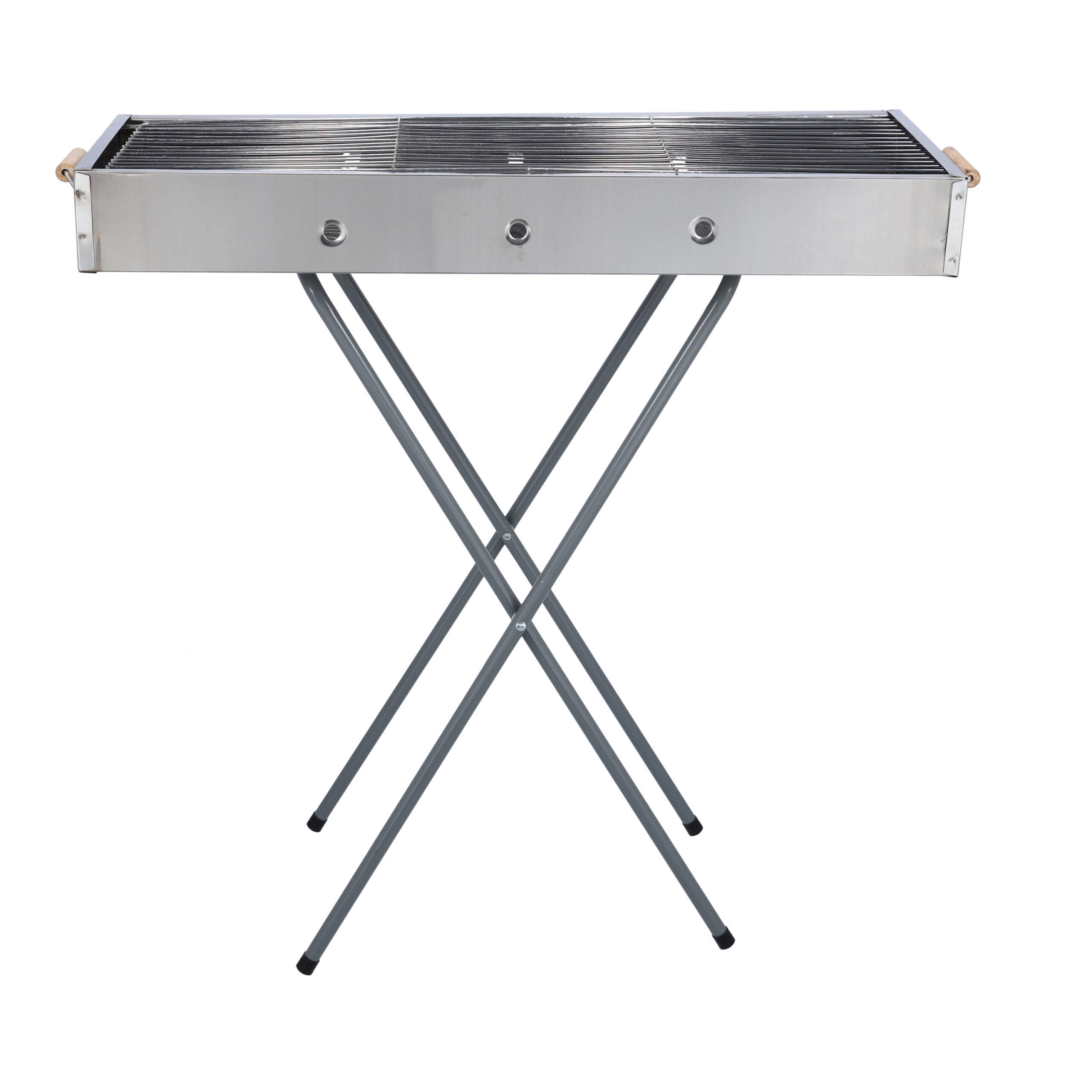 Royalford Barbecue Stand with Grill, RF10366 - Durable Stainless Construction, Foldable and Portable Outdoor Charcoal BBQ, Larger Grilling Area