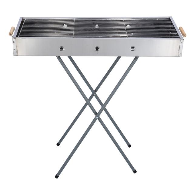 Royalford Barbecue Stand with Grill, RF10366 - Durable Stainless Construction, Foldable and Portable Outdoor Charcoal BBQ, Larger Grilling Area - SW1hZ2U6NDExMzg3