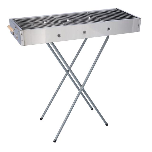 Royalford Barbecue Stand with Grill, RF10366 - Durable Stainless Construction, Foldable and Portable Outdoor Charcoal BBQ, Larger Grilling Area - SW1hZ2U6NDExMzkz