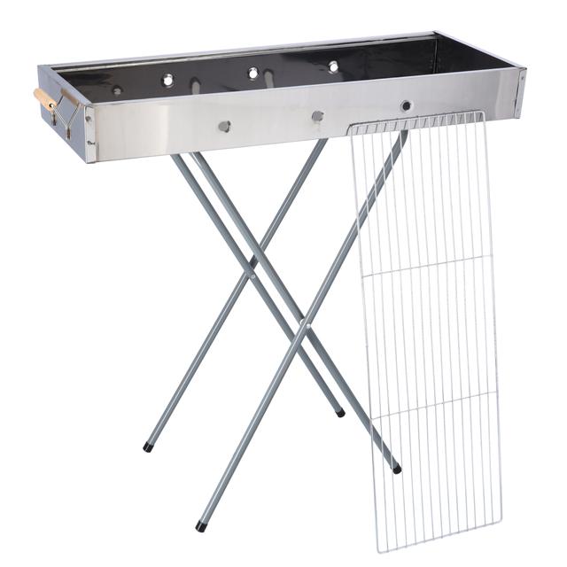 Royalford Barbecue Stand with Grill, RF10366 - Durable Stainless Construction, Foldable and Portable Outdoor Charcoal BBQ, Larger Grilling Area - SW1hZ2U6NDExMzg1