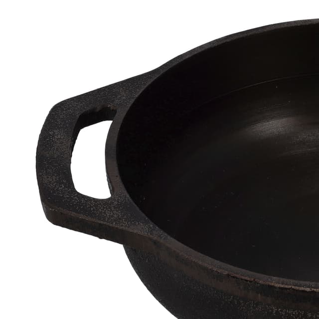 مقلاة - اسود Royalford  - Cast Iron Flat Base Kadai with Loop Handles
