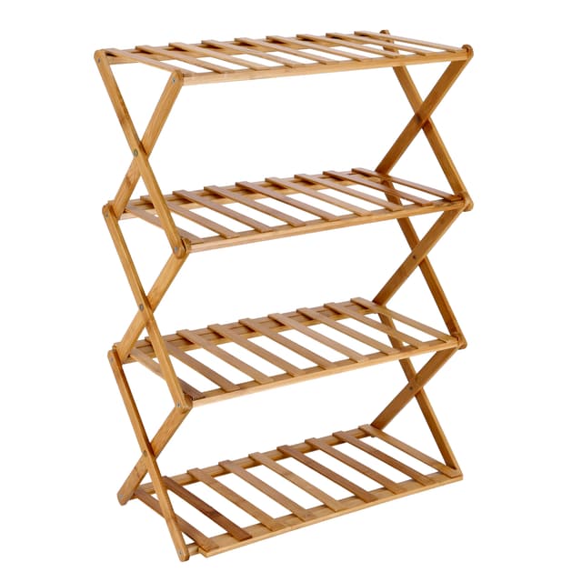 رفوف أحذية ( منظم أحذية ) 4 طبقات - بني Royalford - Bamboo Shoe Rack, RF10412 | 100% Natural Bamboo