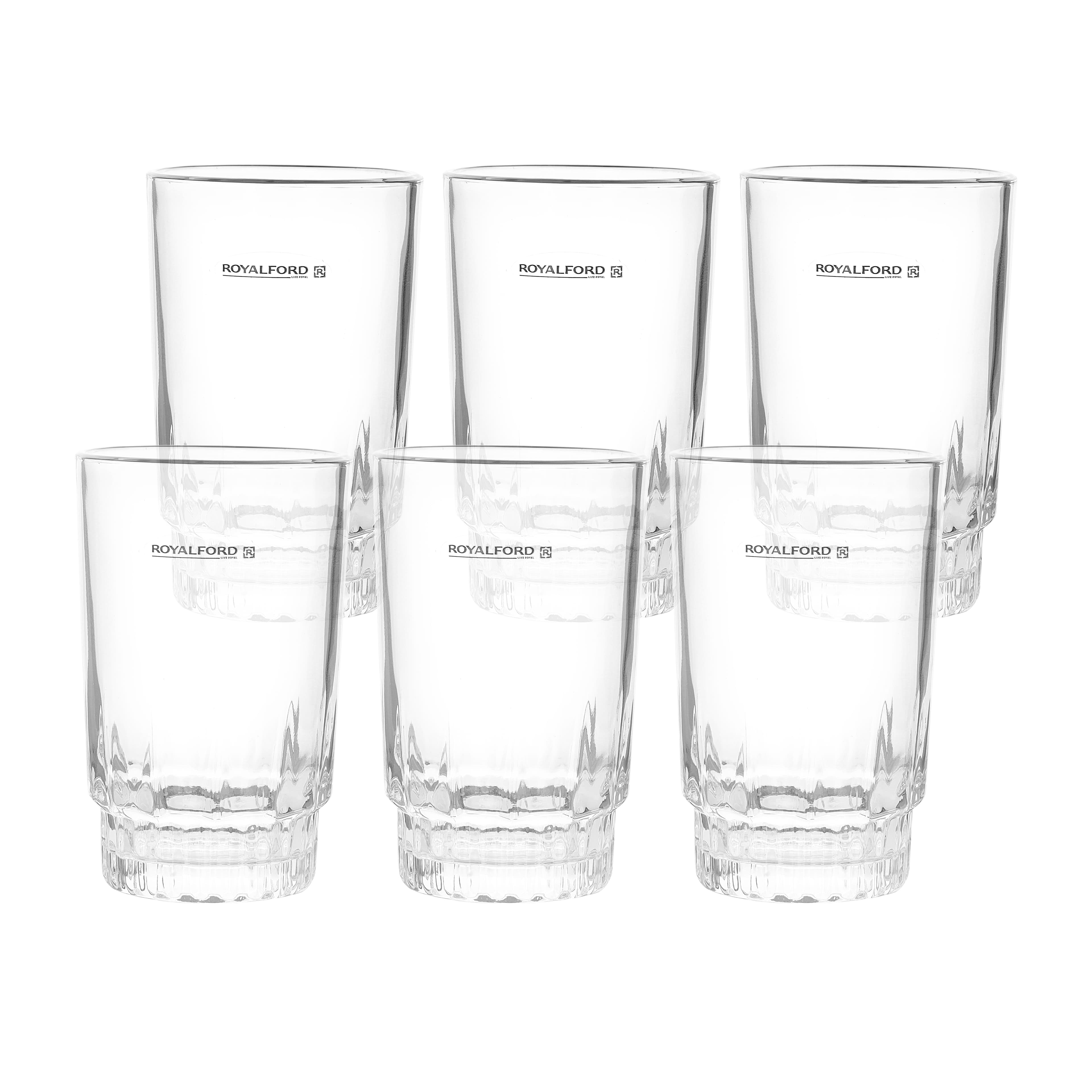 طقم كسات عصير شفاف رويال فورد Royalford RF1385-GT6 265ml 6Pcs Glass - Water Cup Drinking Glass | Ideal for Party Picnic BBQ Camping Garden | Ideal for Water Wine Whisky Drinking & More