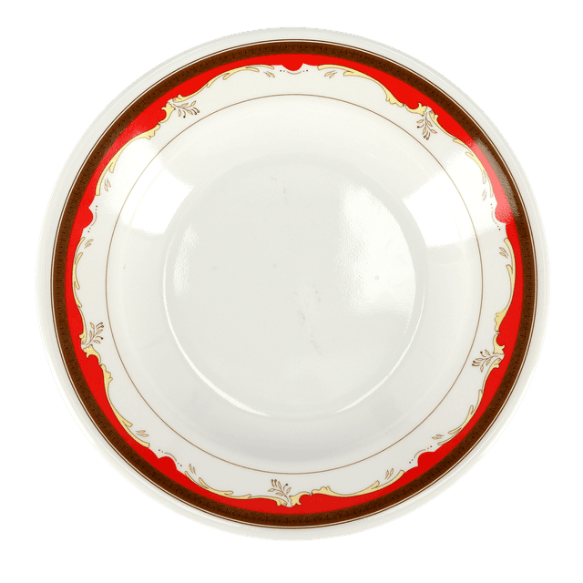 Royalford 10inch Melamine Ware Soup Plate, RF2431-SP10 | Elegant Design | Dishwasher & Microwave Safe | Shallow Plate for Soup, Desserts, Ice Cream & More (White & Red) - SW1hZ2U6Mzk3MDE4