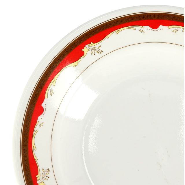 Royalford 10inch Melamine Ware Soup Plate, RF2431-SP10 | Elegant Design | Dishwasher & Microwave Safe | Shallow Plate for Soup, Desserts, Ice Cream & More (White & Red) - SW1hZ2U6Mzk3MDMw